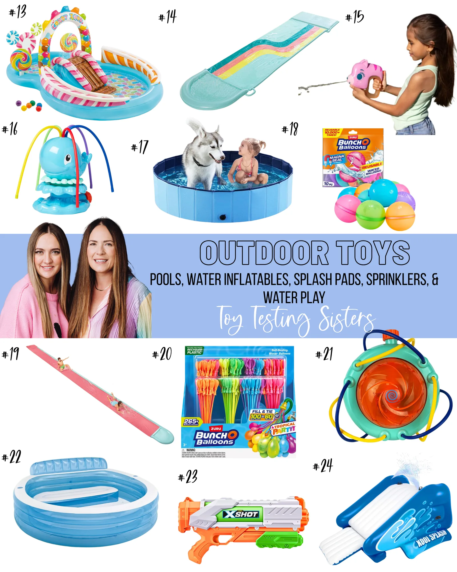 Visual overview of our tested and recommended outdoor water playsets